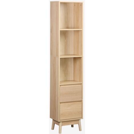 Columna de madera con 3 estantes y 2 cajones (1/5)