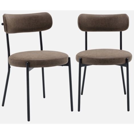 Silla de metal y polipiel marrón, set de 2 (1/5)