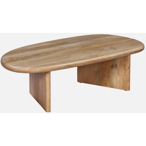 Mesa de centro ovalada de madera de mango maciza
