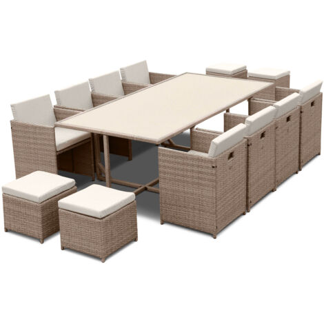 Mesa de jardín de resina con capacidad de 12 plazas