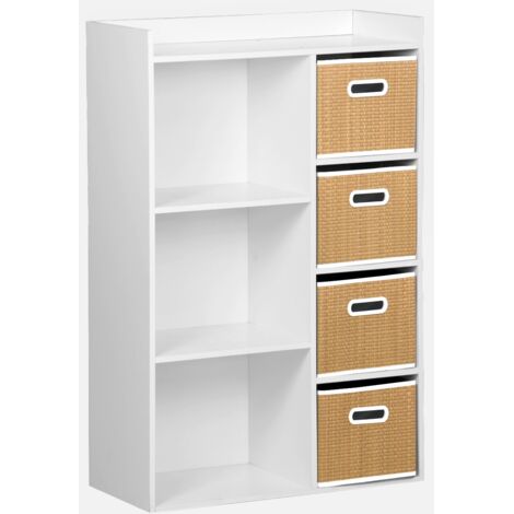 Mueble infantil con 4 cestas de fibra vegetal