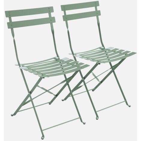 Set sillas de jardín plegables de metal, 2 asientos