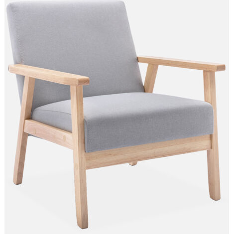 Sillón estilo escandinavo de madera y tela