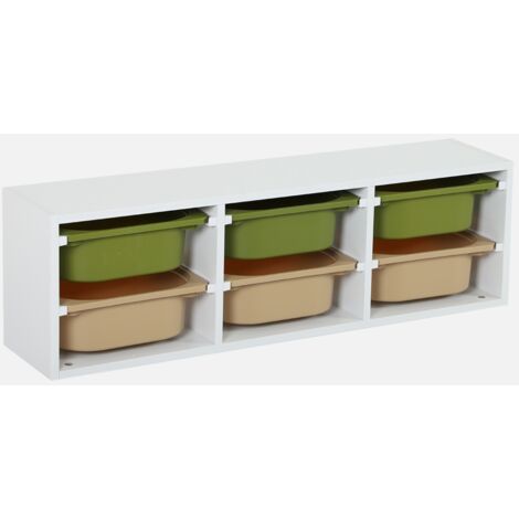 Mueble de almacenamiento infantil horizontal, 6 cajas coloridas