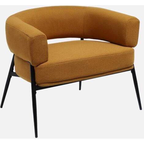 Sillón de tela con respaldo curvo y patas de metal (1/5)
