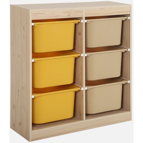 Mueble de almacenamiento infantil, 6 cajas coloridas