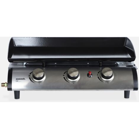 Plancha de gas con 3 quemadores de acero inoxidable, 7.5kW
