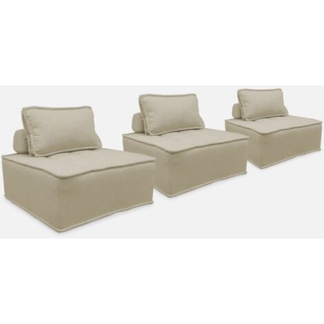 Sofá modular en tela lisa, 3 plazas