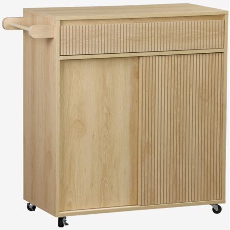Carro de cocina de madera con 1 tirador y 1 cajón 2 puertas (1/5)