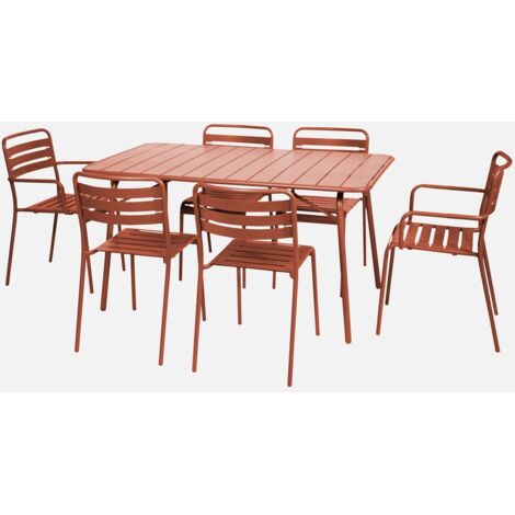 Mesa de jardín plegable de metal con 2 sillones y 4 sillas (1/5)