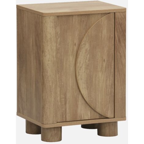 Mesita de noche efecto madera de mango con 1 puerta reversible (1/5)