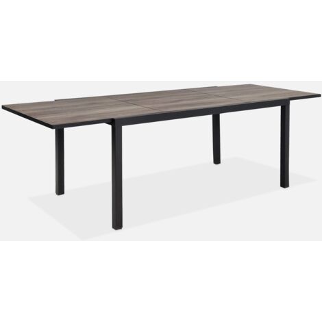Mesa de jardín extensible de DPC y aluminio, 8 plazas