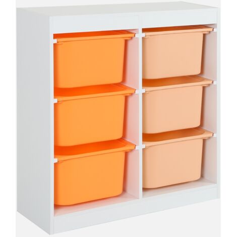 Mueble de almacenamiento infantil, 6 cajas coloridas