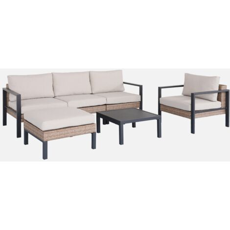 Conjunto de jardín en aluminio y resina, 5 plazas