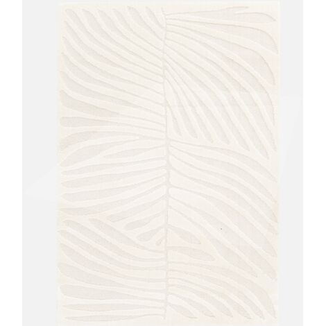 Alfombra interior shaggy con motivo vegetal beige