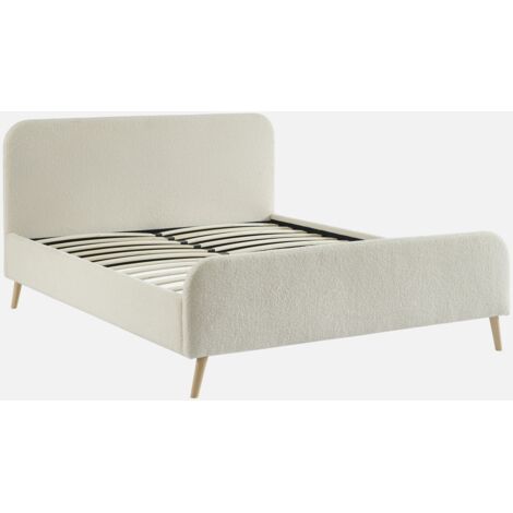 Cama con somier y cabecera tapizada borreguito, 160cm (1/4)