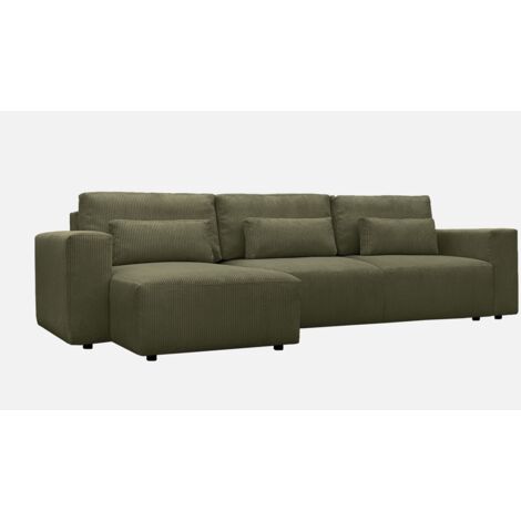 Sofá cama esquinero convertible de pana fina, 5 plazas (1/5)