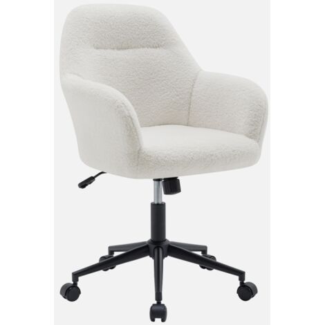 Silla de oficina con ruedas ajustable de metal y borreguito (1/5)