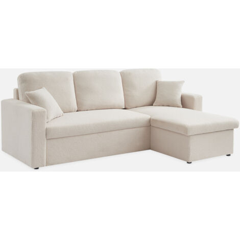 Sofá cama esquinero de borreguito, 3 plazas