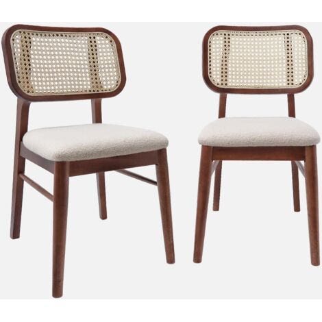 Silla vintage de madera de hévea y borreguito, set de 2 (1/5)