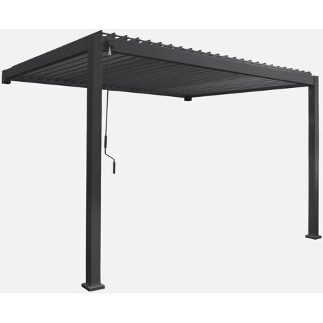 Pérgola bioclimática 3x4m de aluminio adosada con lamas orientables