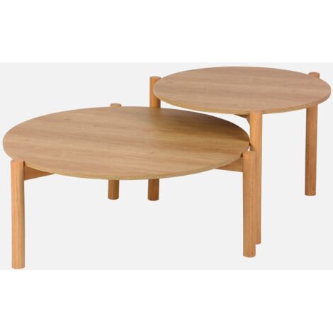 Mesas nido redondas efecto madera, set de 2