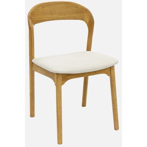 Silla vintage de madera de hevea y tela, set de 2 (1/5)