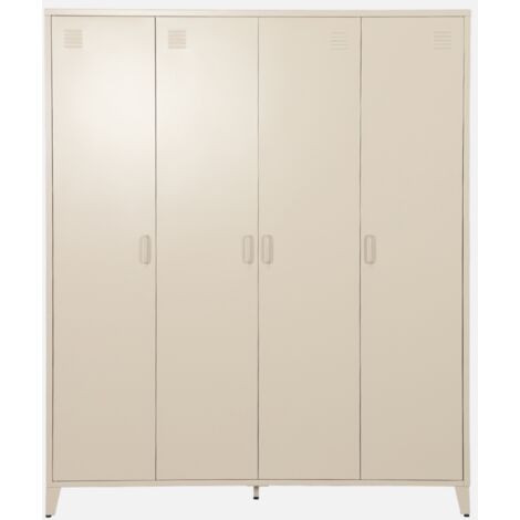 Armario/vestidor industrial de metal 4 puertas, 10 estantes, 1 barra de colgar