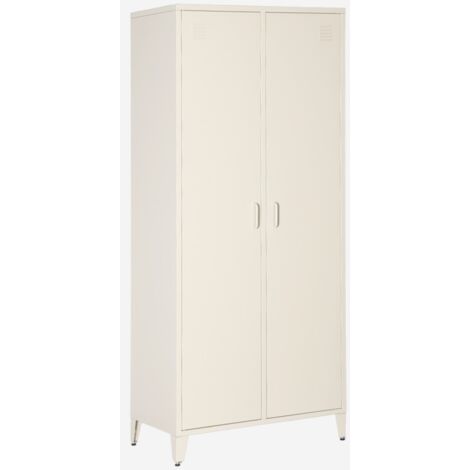 Armario/vestidor industrial de metal 2 puertas, 4 estantes, 1 barra para colgar