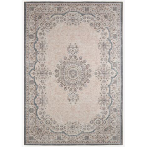 Alfombra interior con diseño barroco rosa, rojo y azul