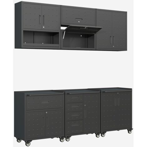 Muebles de almacenamiento para garaje de acero, 6 módulos (1/3)