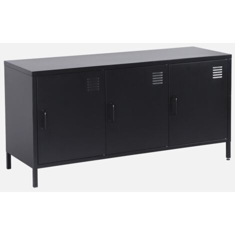 Mueble de TV industrial de metal con 3 puertas, 120cm