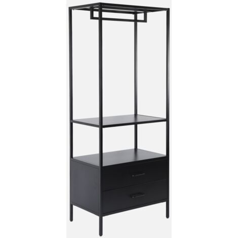 Mueble de entrada, perchero de metal con armario y 2 cajones