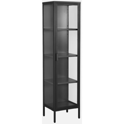 Estantería de acero y vidrio templado, 1 puerta, 160 cm