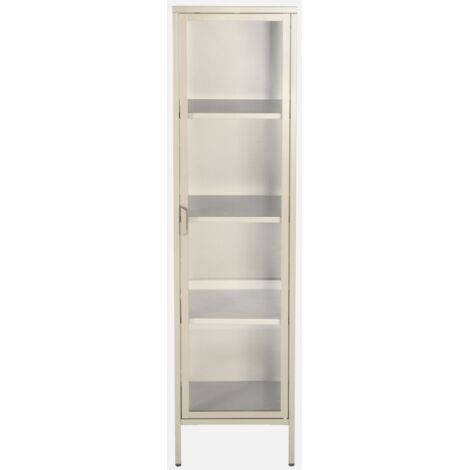 Aparador de acero y vidrio templado con 1 puerta, 160cm