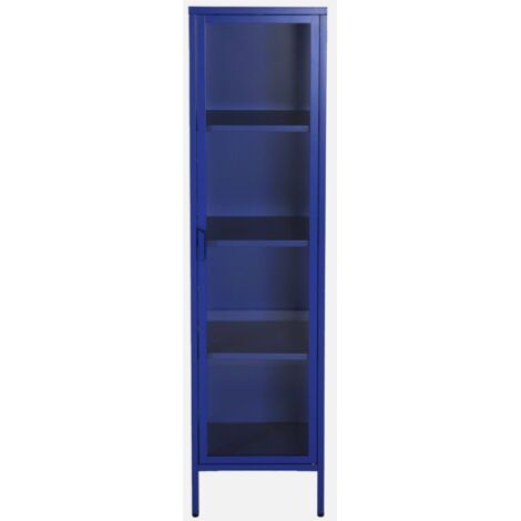 Estantería de acero y vidrio templado, 1 puerta, 160 cm