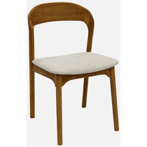 Silla vintage de madera de hevea y tela, set de 2 (1/5)
