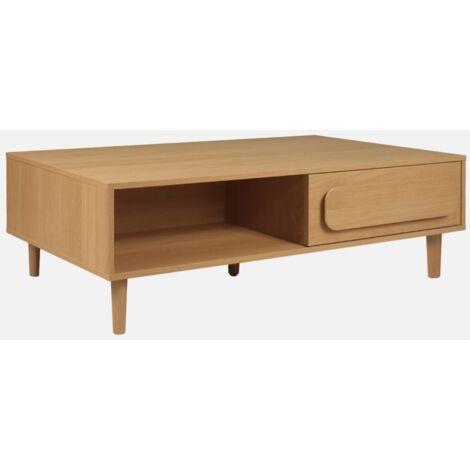 Mesa de centro vintage con efecto madera y 1 cajón (1/5)