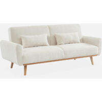Sofá cama de borreguito blanco, 3 plazas