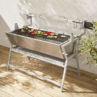 Asador de carbón con espetón eléctrico