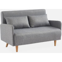 Sofá cama con patas de madera de 2 plazas