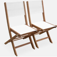 Silla de jardín plegable de madera de eucalipto, set de 2