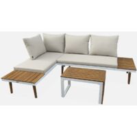 Conjunto de jardín en aluminio y en madera de acacia, 4 plazas