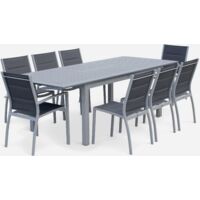 Mesa de jardín extensible de aluminio con 8 sillas