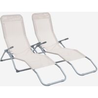 Tumbona plegable de textileno con 2 posiciones, set de 2