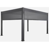 Pérgola bioclimática aluminio y acero 3x4m con toldo de 3m + toldo de 4m