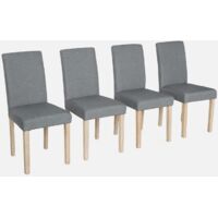Silla de tela con patas de madera, set de 4