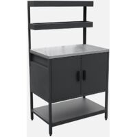 Módulo cocina exterior de acero con 2 estanterías colgantes y 2 puertas, 80cm