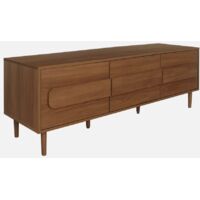 Mueble de TV vintage con efecto madera y 3 puertas, 150cm