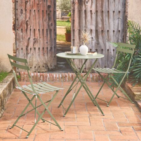 Set tavolo da giardino bistrot pieghevole in acciaio con 2 sedie, Ø60cm